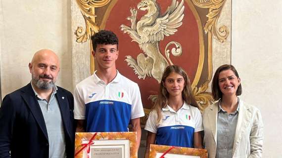 "Orgoglio della città": Margherita Castellani e Matteo Sorci premiati a Perugia da sindaca ed assessore allo sport