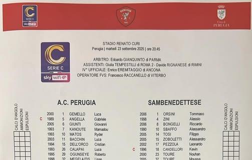 PERUGIA-SAMBENEDETTESE 0-0 (LIVE): partita difficile