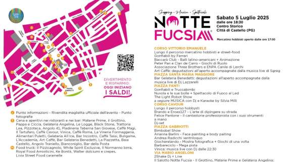 A Città di Castello sabato la notte sarà... fucsia: tante iniziative a partire dalle ore 18.30