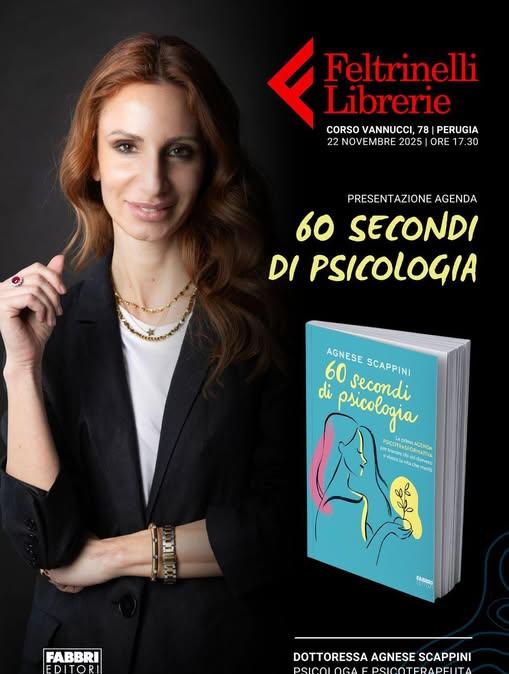 Sabato pomeriggio Agnese Scappini presenterà a Perugia "60 secondi di psicologia - L'agenda" 