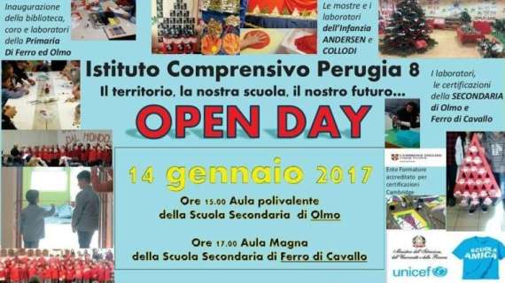 Oggi è il giorno dell'Open Day alle scuole di Olmo e Ferro di Cavallo