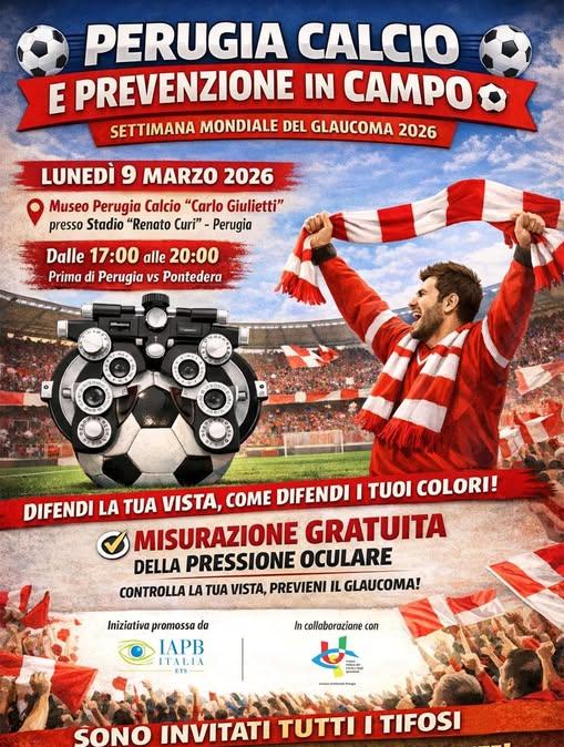 Il Perugia prima della gara con il Pontedera invita i tifosi alla misurazione gratuita della pressione oculare
