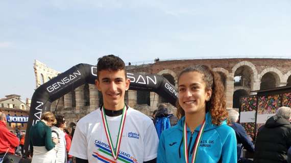 Bravi Lorenzo e Chiara ai campionati italiani di mezza maratona a Verona