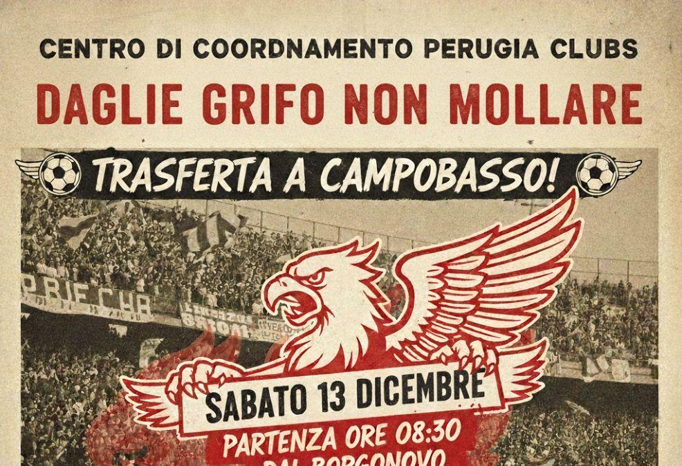 Il Centro di Coordinamento dei Perugia Clubs in trasferta sabato 13 dicembre per la gara con il Campobasso