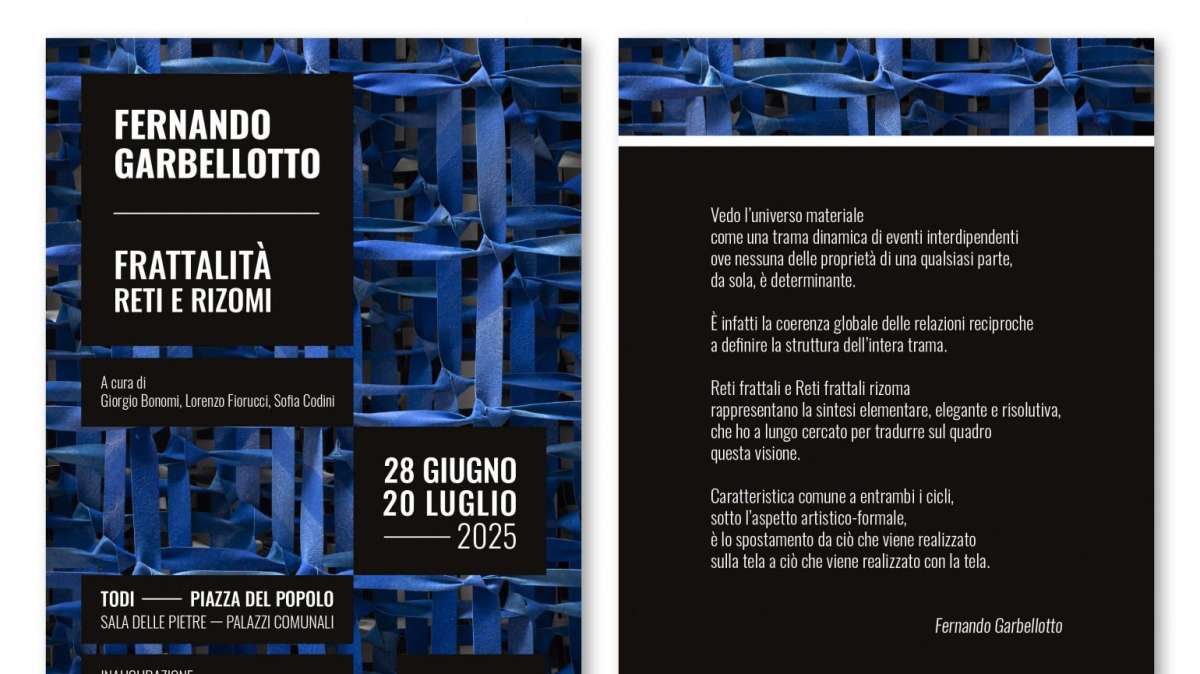 Da sabato a Todi la mostra dell'artista Fernando Garbellotto “Frattalità: reti e rizomi”
