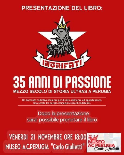 Venerdì al Museo del Perugia la presentazione del libro "35 anni di passioni" al seguito del Grifo