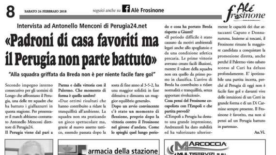 Visto oggi allo Stadio: "Frosinone favorito, ma il Perugia non parte battuto"