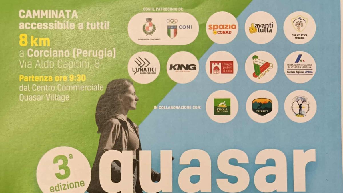 Il 9 novembre il primo appuntamento con la "Quasar Walking", con partenza e arrivo al Quasar Village di Corciano