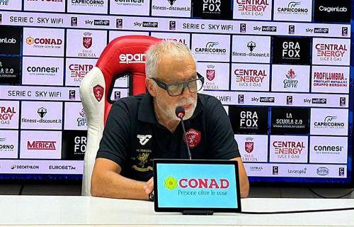 La conferenza stampa del tecnico Piero Braglia per presentare la gara Perugia-Pianese