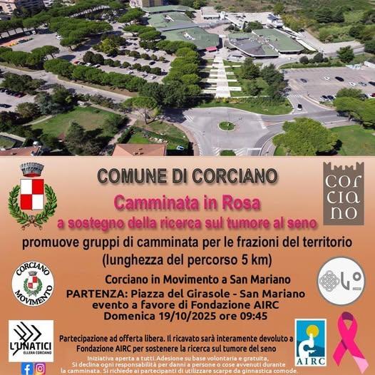 La squadra dei L'Unatici Ellera Corciano insieme al Comune per la "Camminata in rosa" a favore dell'AIRC