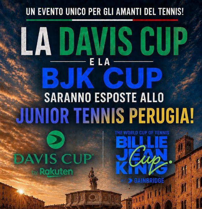 La Coppa Davis e la Billie Jean King Cup in esposizione venerdì e sabato allo Junior Tennis Perugia 