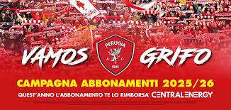 "Vamos Grifo": sabato 13 settembre chiude la campagna abbonamenti del Perugia con obiettivo 1500 tessere