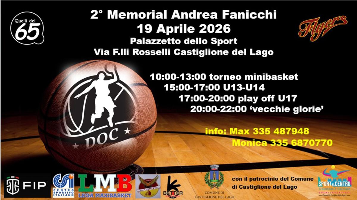 Domenica a Castiglione del Lago ci sarà la seconda edizione del “Memorial Andrea Fanicchi” di basket