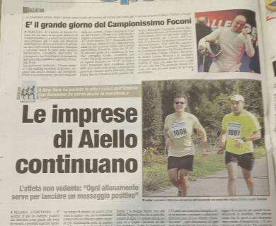 Anche il Corriere dell'Umbria celebra le imprese di Luca Aiello, maratoneta corcianese non vedente
