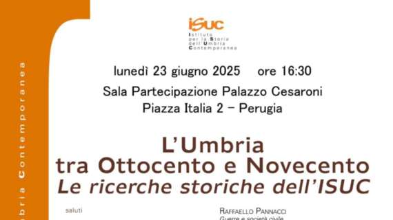 Lunedì il convegno sull' "Umbria tra Ottocento e Novecento": coordinerà Costanza Bondi