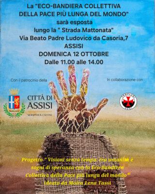 L'eco-bandiera dell’artista tifernate Moira Lena Tassi protagonista alla Marcia per la Pace