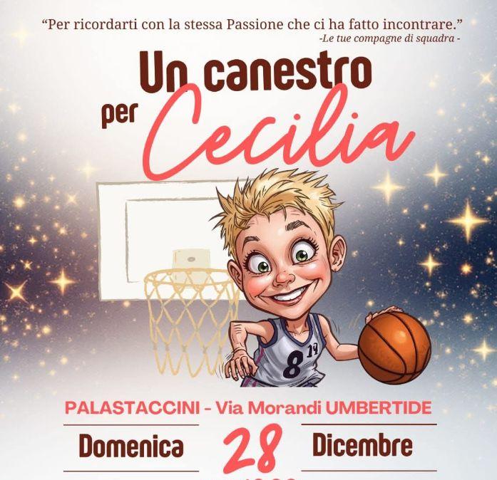 Domenica 28 dicembre al PalaStaccini di Umbertide l'iniziativa "Un canestro per Cecilia"