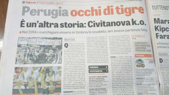 Perugia occhi di tigre! La Gazzetta dello Sport celebra il successo della Sir Safety contro Civitanova