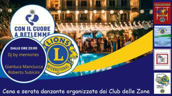 Il 20 giugno a cena a Villa Buitoni di Perugia con i Lions Club per sostenere un orfanatrofio a Betlemme