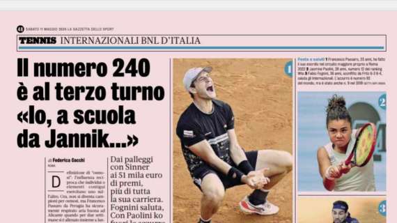 La Gazzetta celebra Francesco Passaro! Il tennista perugino al terzo turno agli internazionali di Roma!