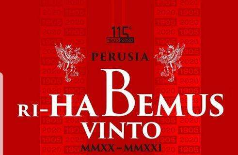 Ri-HaBemus Vinto: così c'è scritto nella t-shirt celebrativa indossata dai giocatori del Perugia