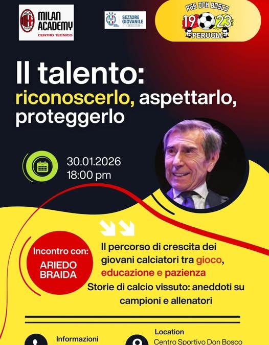 Prima della partita Perugia-Ravenna, Ariedo Braida protagonista in un incontro pubblico in città