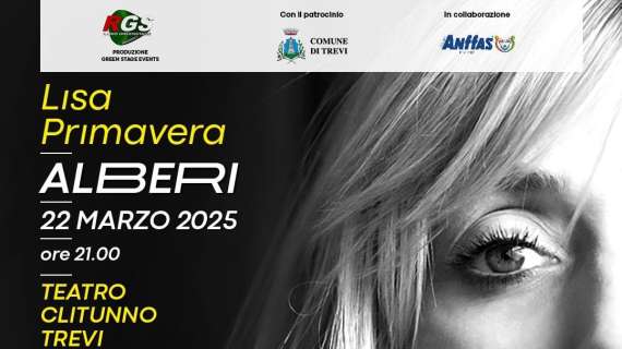 Lisa Primavera protagonista sabato sera al Teatro Clitunno di Trevi con il Charity Concert “Alberi” in diretta su RGS