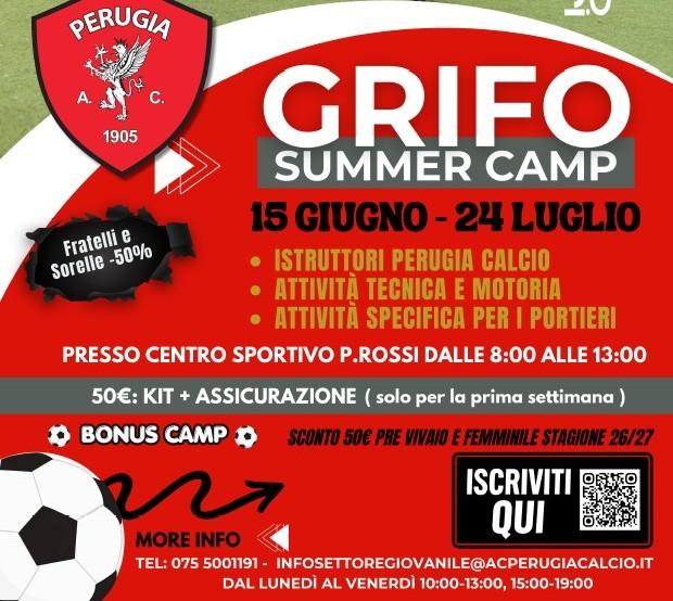 Torna il Grifo Summer Camp organizzato dal Perugia Calcio dal 15 giugno al 24 luglio