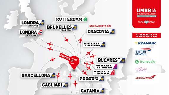 Sieti pronti a volare dall'Aeroporto di Perugia? 15 rotte per Italia ed Europa a partire a partire da fine marzo!