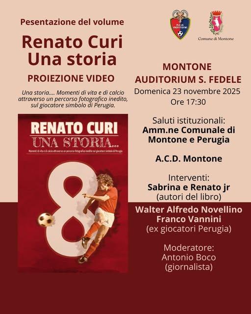 Sarà presentato domenica 23 novembre il libro dedicato a Renato Curi realizzato dai figli Sabrina e Renato Jr