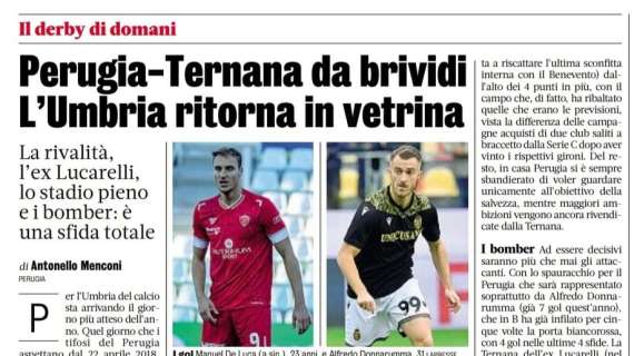 La Gazzetta dello Sport celebra la grande attesa per il derby Perugia-Ternana