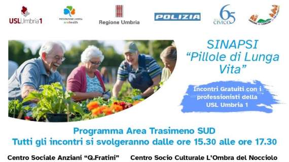 "Pillole di lunga vita": progetto nell'area del Trasimeno della Usl per uno stile di vita sano ed attivo