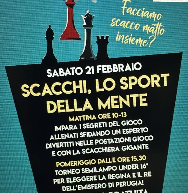 Sabato 21 febbraio l'Asd Scacchi Augusta Perusia dedica una giornata alla scacchiera per giovani ed esperti