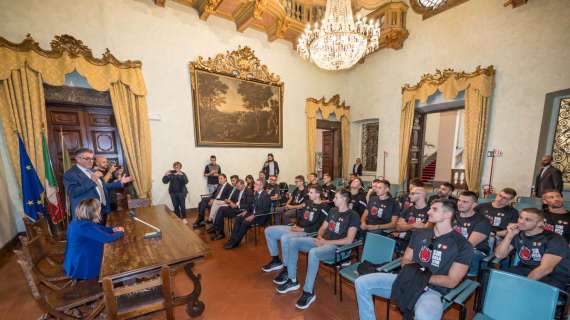 La squadra della Sir Susa Vim Perugia ricevuta in Regione