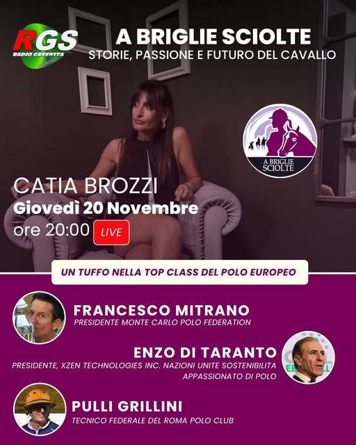 Come ogni giovedì, appuntamento su RGS Radio con "A briglie sciolte" insieme a Catia Brozzi