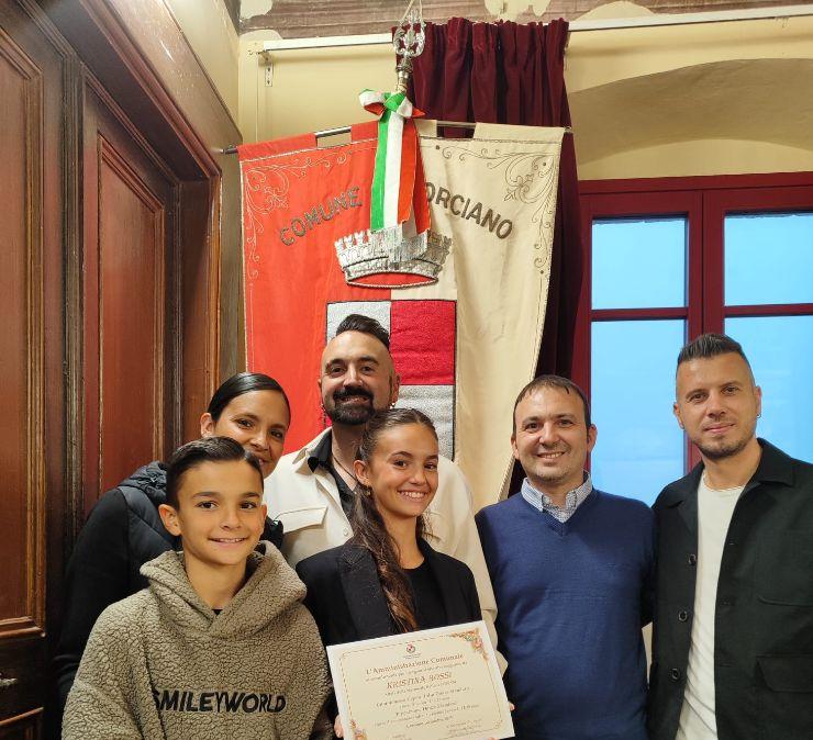 Il riconoscimento della città di Corciano alla giovane Kristina Bossi, campionessa di danza sportiva