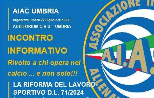 Lunedì 22 luglio incontro dell'Aiac di Prepo con Pierluigi Vossi sulla "riforma del lavoro sportivo"