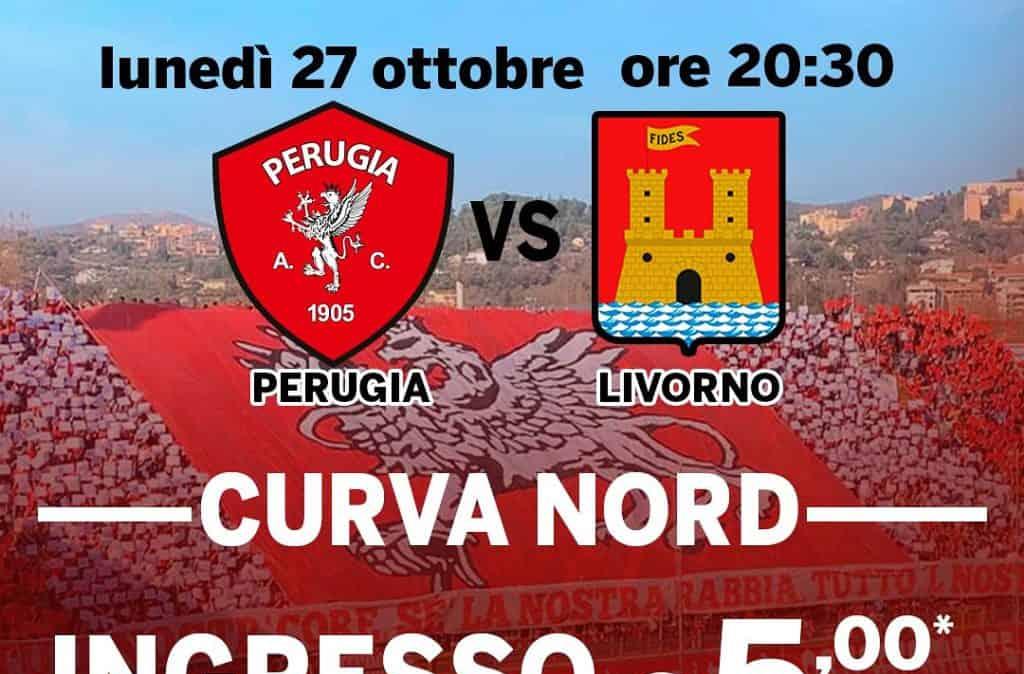 In vendita i biglietti per Perugia-Livorno di lunedì sera: 6 euro il biglietto per la Curva Nord e under 10 gratis