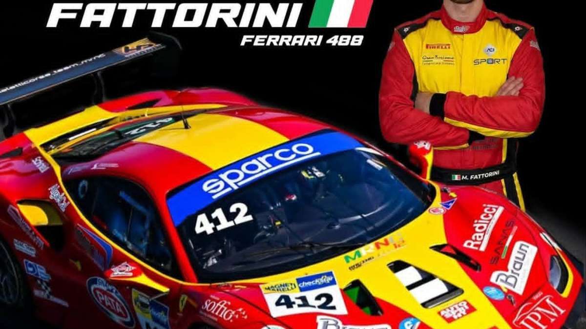 Il pilota orvietano Michele Fattorini in gara alla "Trento-Bondone" alla guida di una Ferrari 488 EVO
