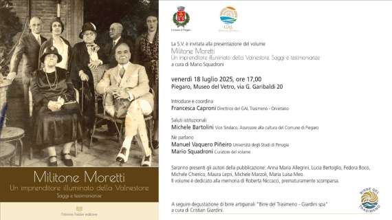 Un volume su Militone Moretti, imprenditore e politico illuminato della Valnestore, dedicato a Roberta Niccacci