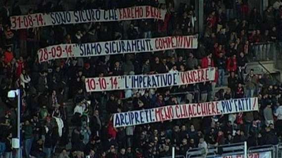Questo lo striscione dei tifosi della Sambenedettese dedicato al diesse Arcipreti
