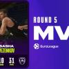 Sasha Vezenkov, Olympiacos Pireo, è l'MVP del Round 5 MVP