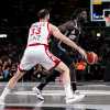 Olimpia avanti 35-44 all'intervallo a Bologna: il tabellino statistico