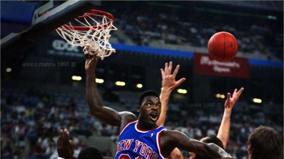Una immagine della gara del 1990 tra la Scavolini e i Knicks