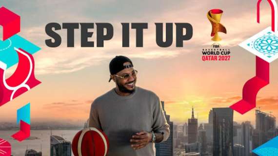 FIBA, il Brand Ambassador Carmelo Anthony presenta il logo e l'identità visiva della competizione 