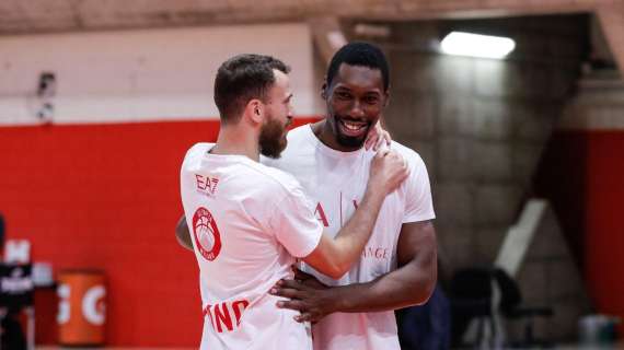 LBA - Olimpia Milano: Baldasso e Biligha all'allenamento di stamani