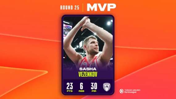 Sasha Vezenkov è l'MVP del Roun 25 di EuroLeague