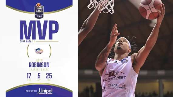 LBA - Trapani, Justin Robinson è l'MVP Unipol dell'8ª giornata della Serie A 2024/25