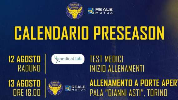 A2 - Reale Mutua Torino, ecco il calendario della preseason