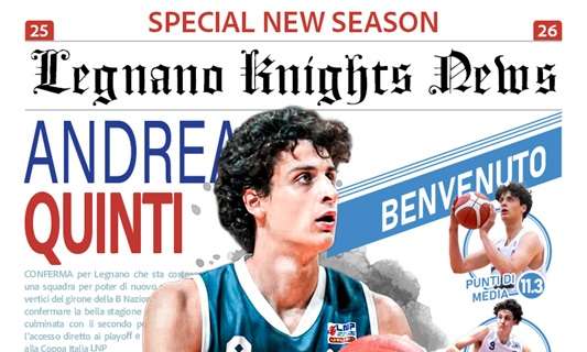 Serie B - Legnano Knights aggiunge al roster Andrea Quinti